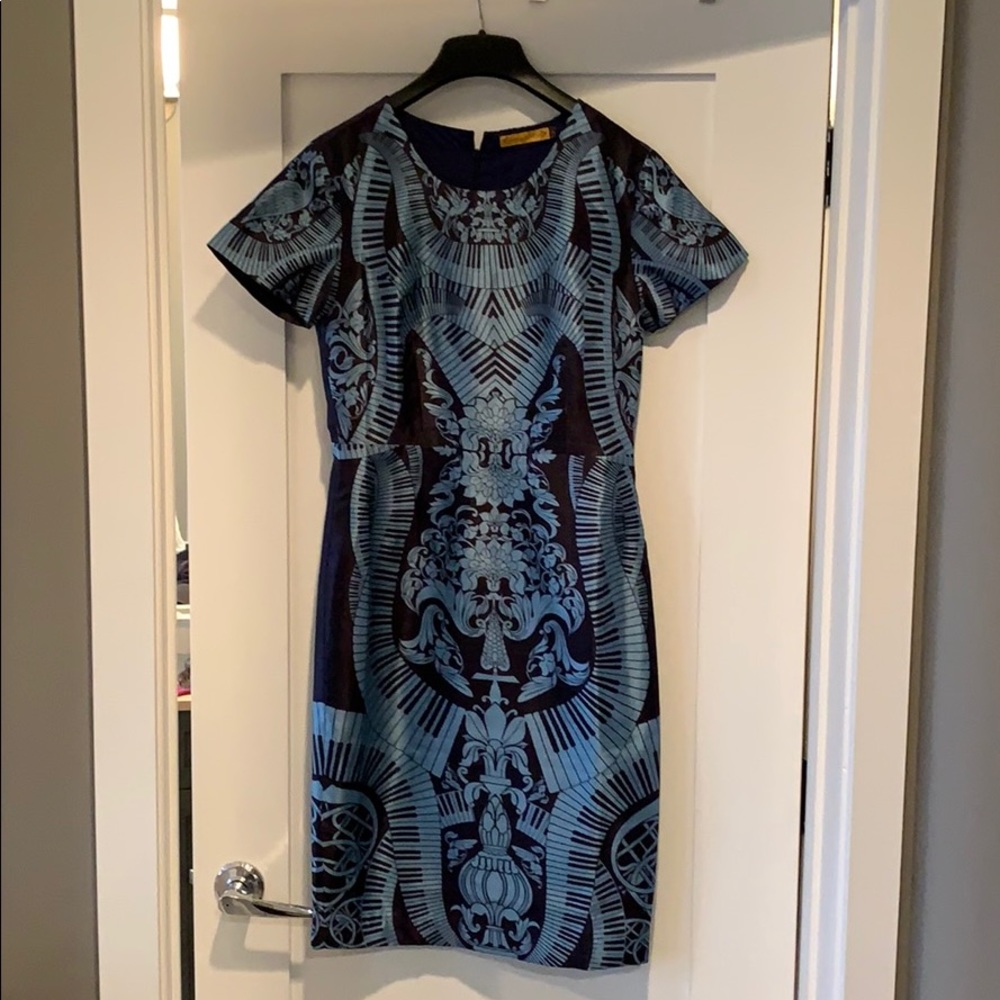 Anthro: Patterned blue dress